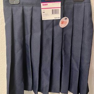 French Toast Dark Navy Pleated Skirt 6X